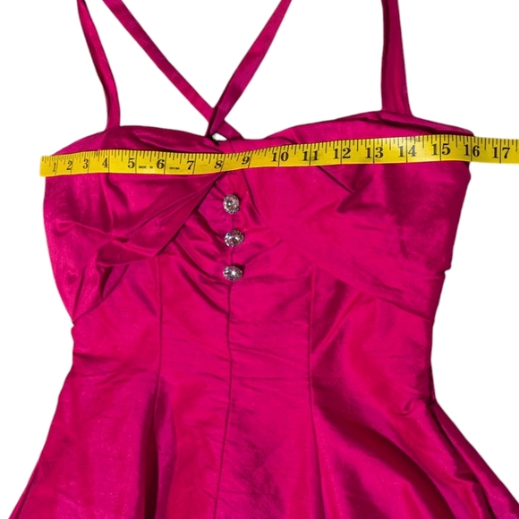 Flirtations by Alfred Anglelo Vintage Hot Pink Mini Dress Small Retro Prom - Picture 8 of 10